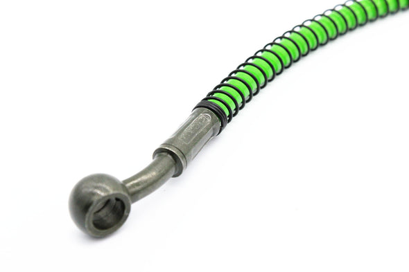 Motorcycle brake line stainless steel cable green