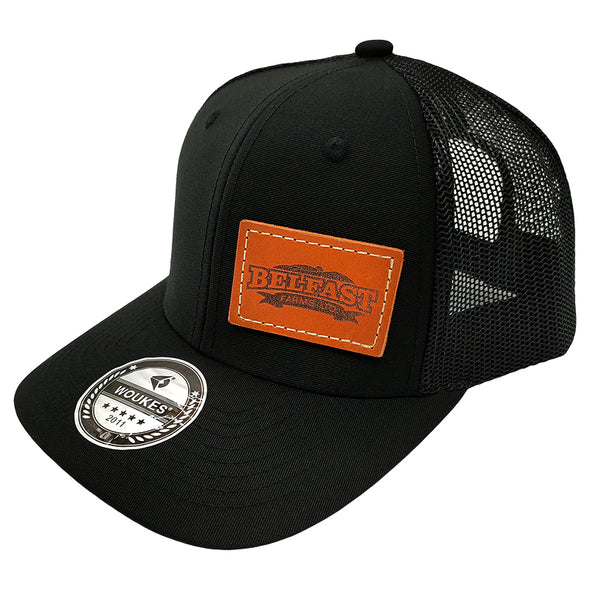 Leather Patch Trucker Hats Laser Engraved Patch
