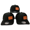 three pieces leather patch hats