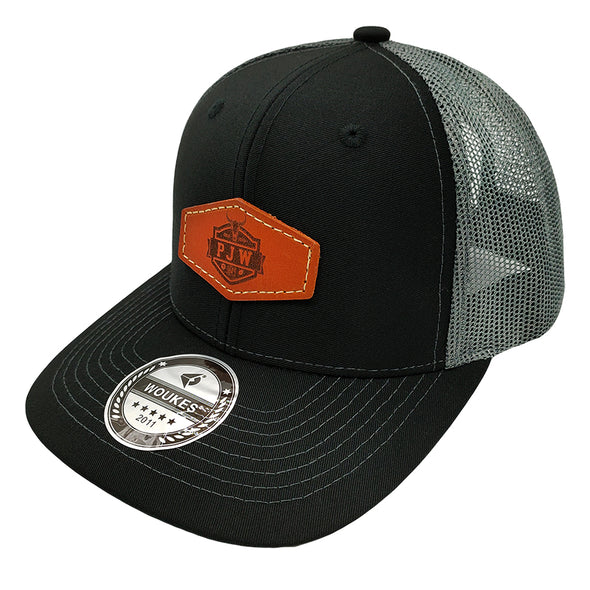 Custom Trucker Leather Patch Hat Laser Engraved Hat
