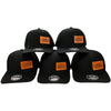 five pieces leather patch hats