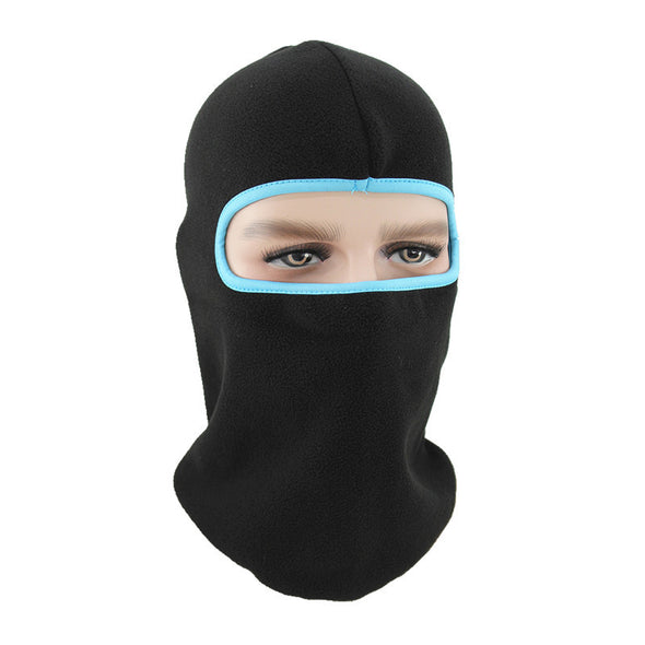 black color with light blue cycle face mask