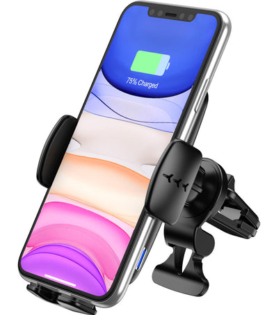 wireless car phone charger on holder
