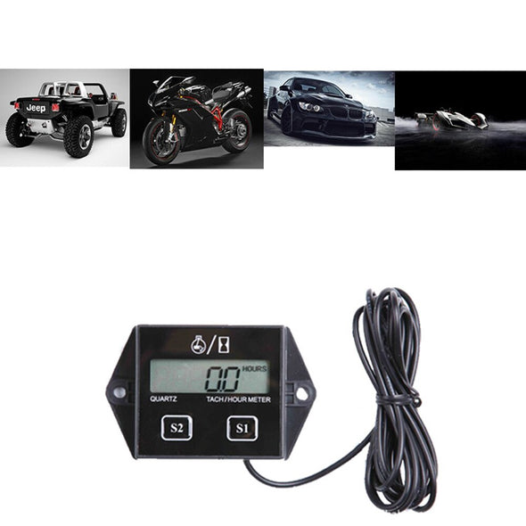ดิจิตอลจอแสดงผล LCD Tachometer RPM Tacho Tach Gauge Spin สำหรับรถเรือรถจักรยานยนต์ 2, 4 จังหวะเครื่องยนต์ Spark Plug เงินสดในการจัดส่ง 710 THB